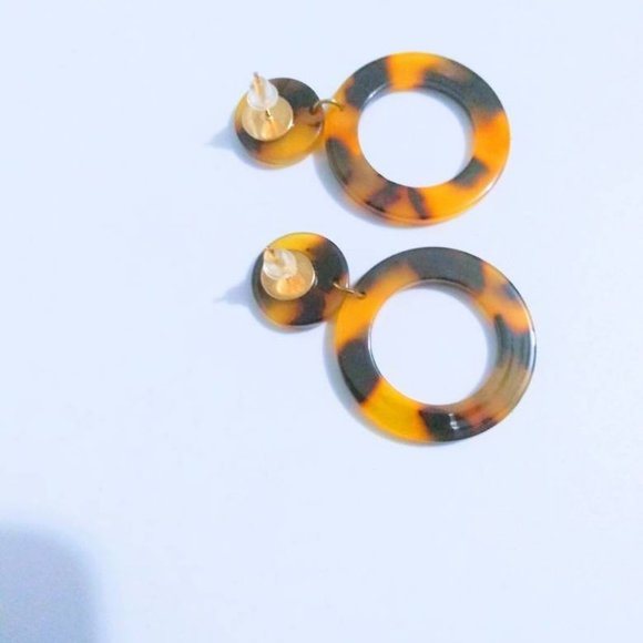 Acetate Circle Dangle Earrings ,Earrings, Geometric Acrylic , Round Circle - Picture 2 of 3